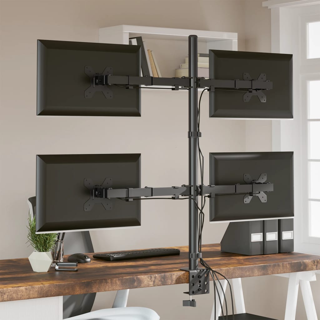vidaXL Monitor Mount Black Steel VESA 75/100 mm 4