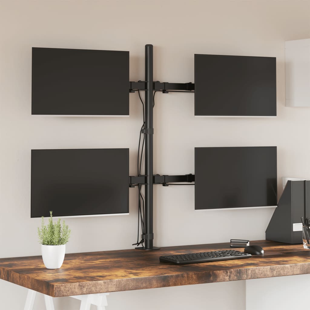 vidaXL Monitor Mount Black Steel VESA 75/100 mm 1