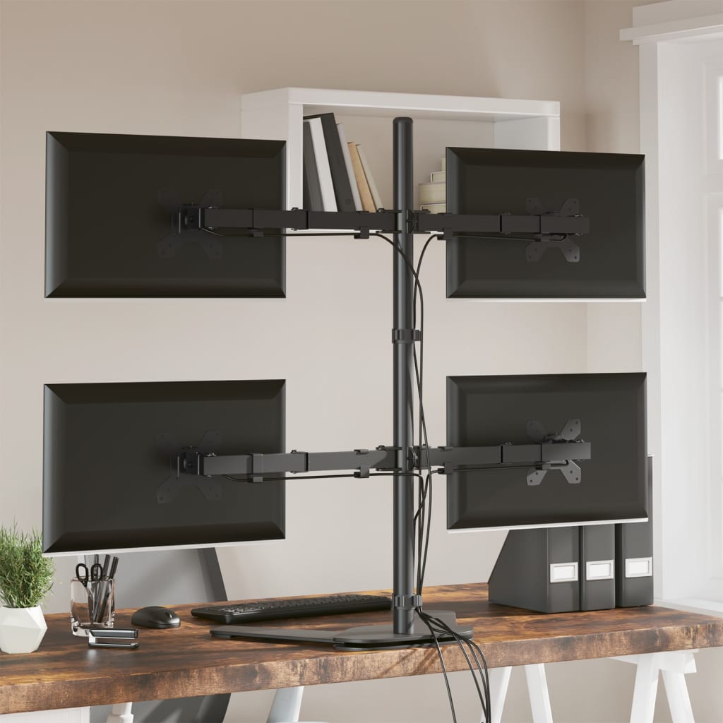 vidaXL Monitor Mount Black Steel VESA 75/100 mm 3