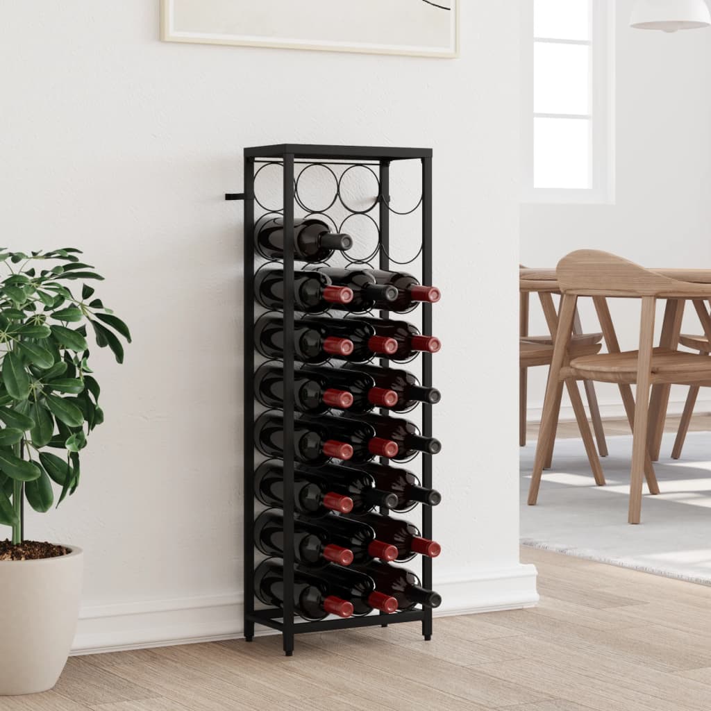 vidaXL Wine Rack for 27 Bottles Black 34x18x100 cm Wrought Iron 1