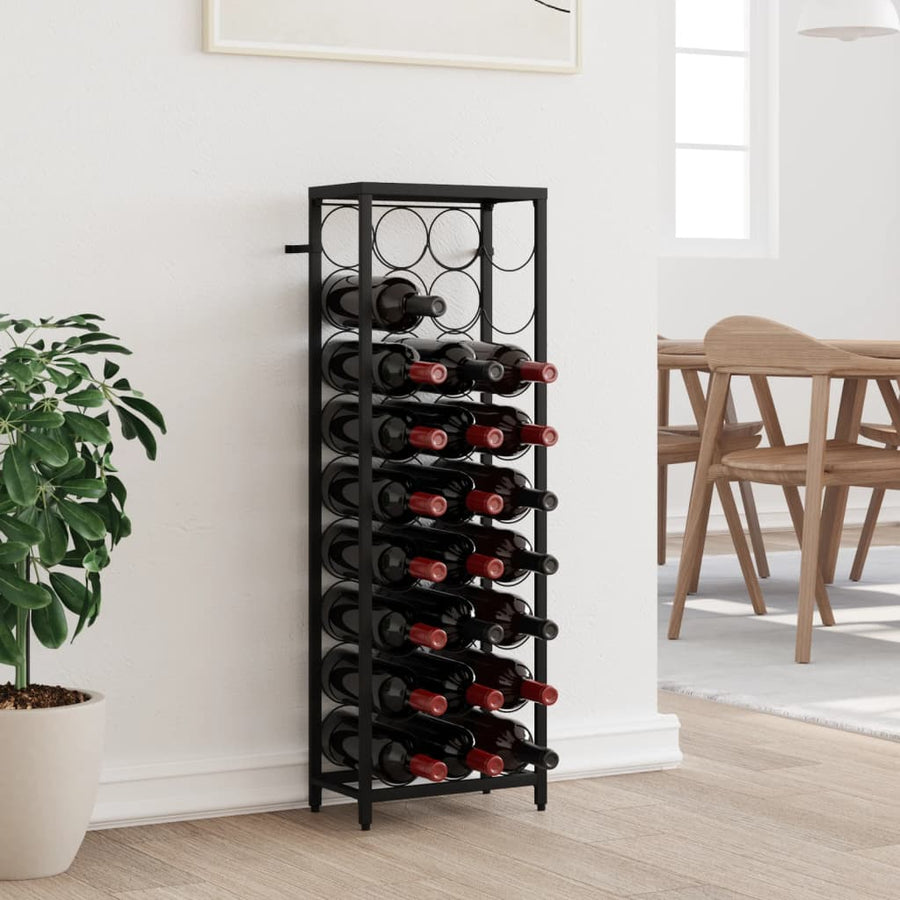 vidaXL Wine Rack for 27 Bottles Black 34x18x100 cm Wrought Iron 1