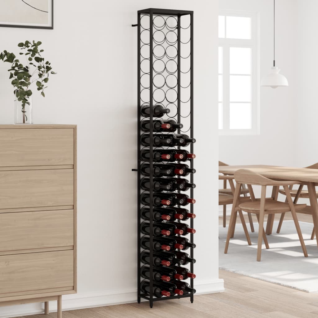 vidaXL Wine Rack for 57 Bottles Black 34x18x200 cm Wrought Iron 1