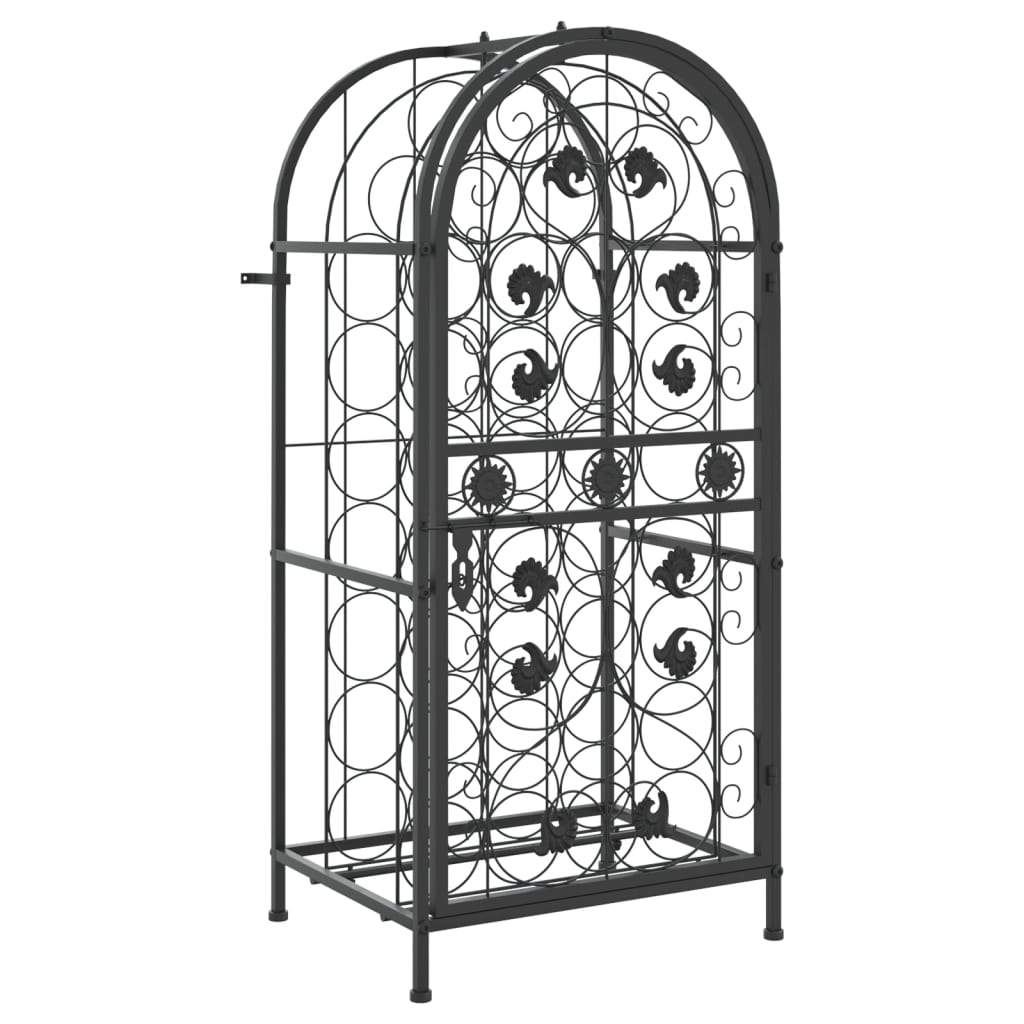 vidaXL Wine Rack for 33 Bottles Black 45x36x100 cm Wrought Iron 2