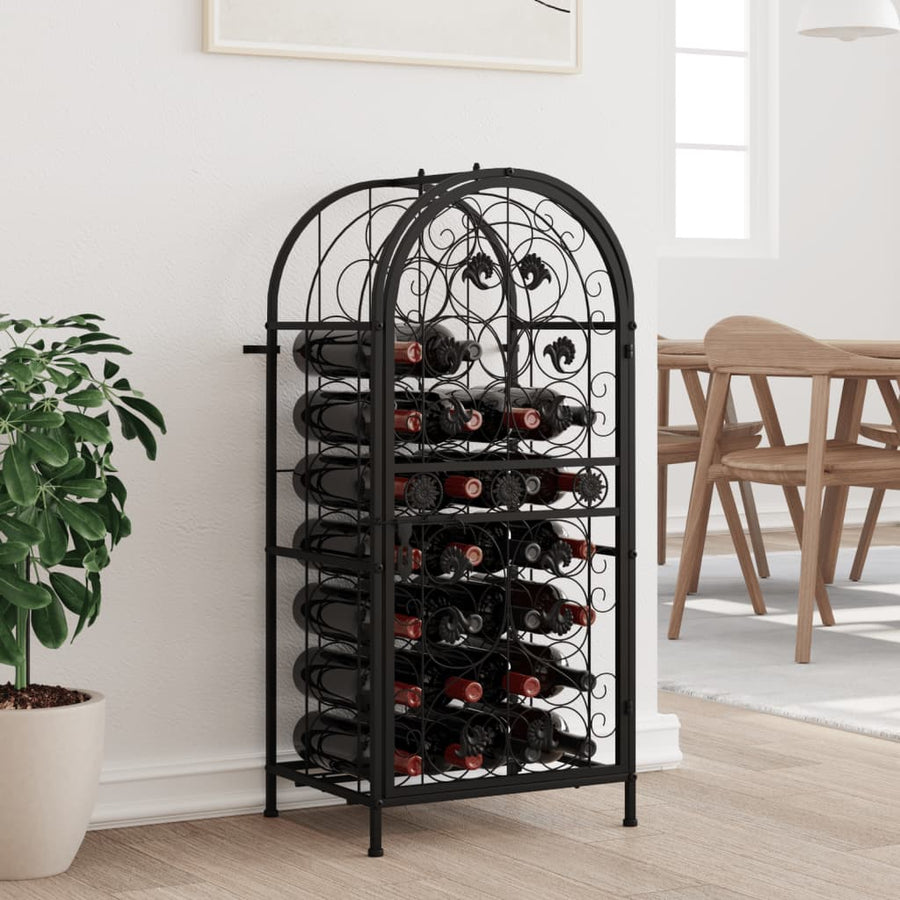 vidaXL Wine Rack for 33 Bottles Black 45x36x100 cm Wrought Iron 1