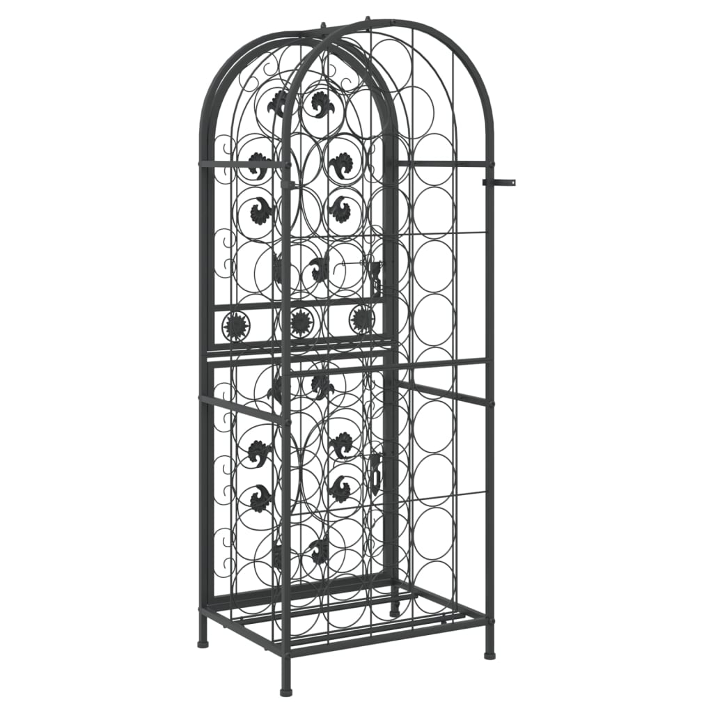 vidaXL Wine Rack for 41 Bottles Black 45x36x120 cm Wrought Iron 5