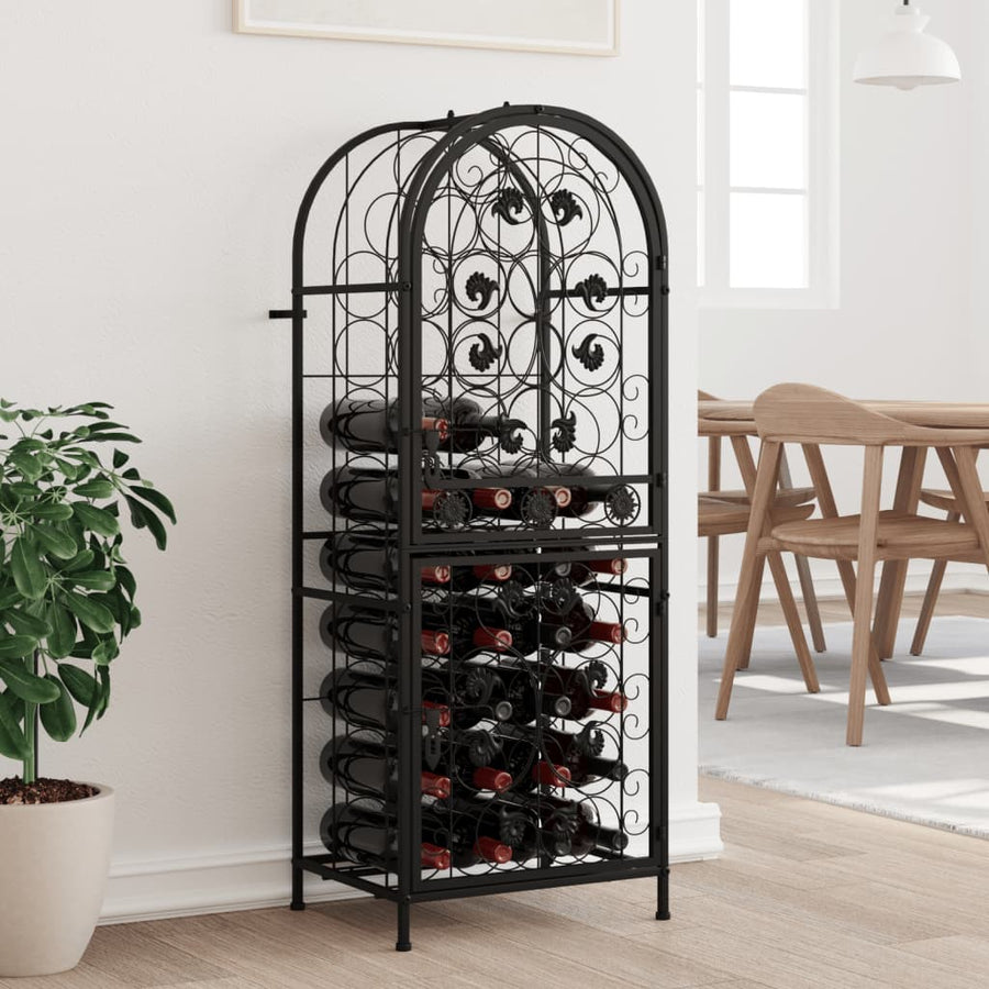 vidaXL Wine Rack for 41 Bottles Black 45x36x120 cm Wrought Iron 1