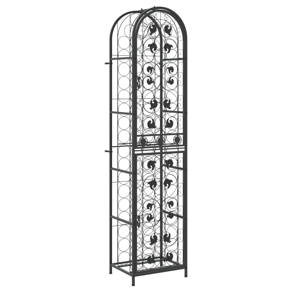 vidaXL Wine Rack for 73 Bottles Black 45x36x200 cm Wrought Iron 2