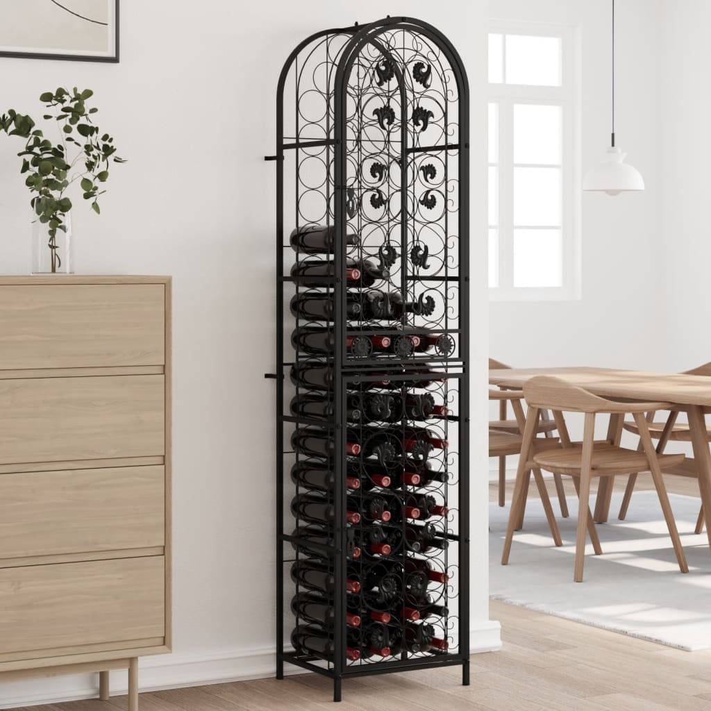 vidaXL Wine Rack for 73 Bottles Black 45x36x200 cm Wrought Iron 1