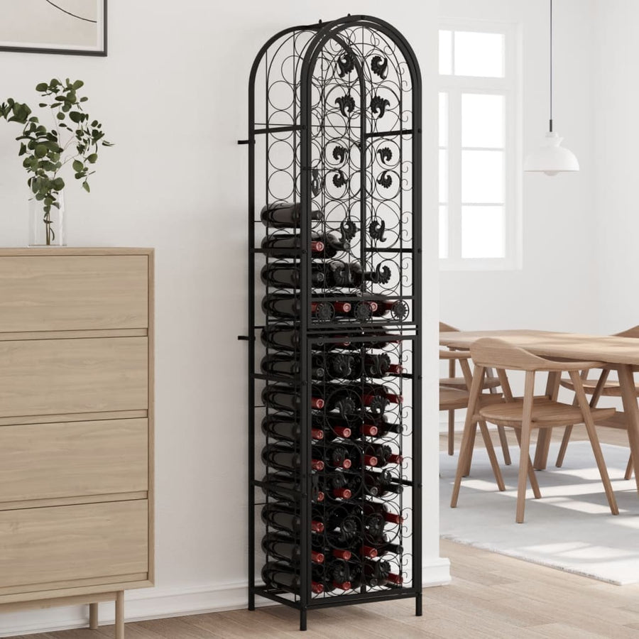 vidaXL Wine Rack for 73 Bottles Black 45x36x200 cm Wrought Iron 1
