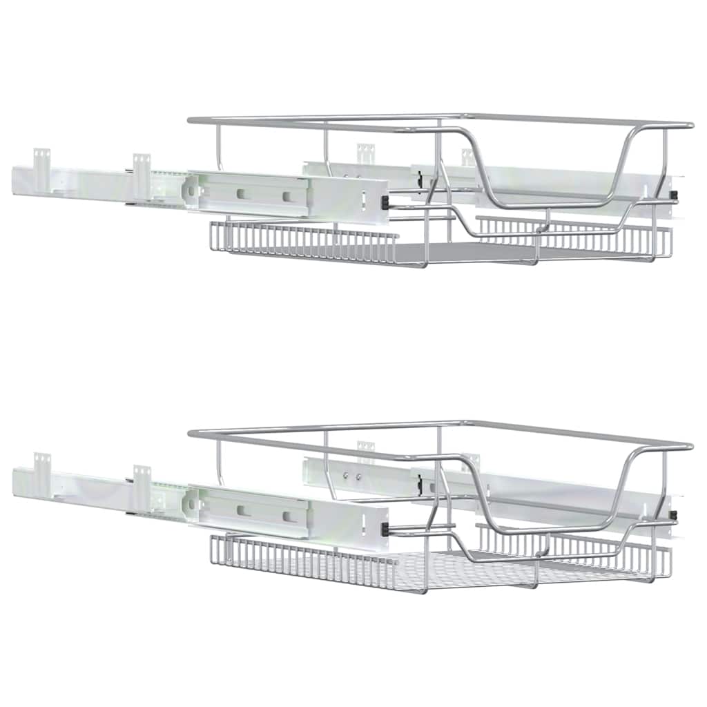 vidaXL Pull-Out Wire Baskets 2 pcs Silver 45 cm 5