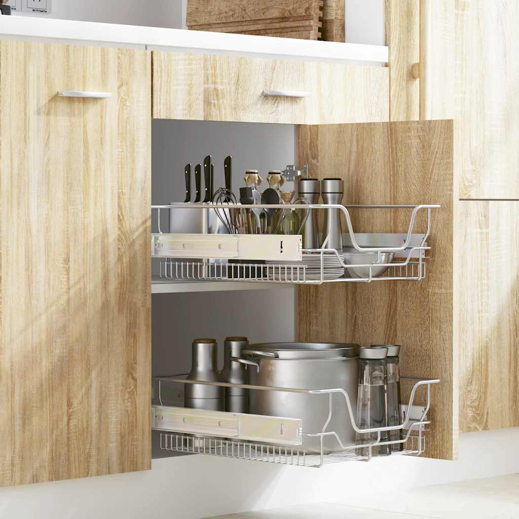 vidaXL Pull-Out Wire Baskets 2 pcs Silver 45 cm 1