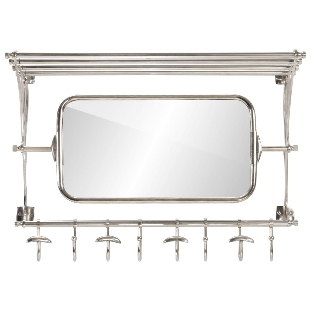Luggage Rack with Coat Hangers & Mirror Wall Mounted Aluminium 81 cm 60 cm