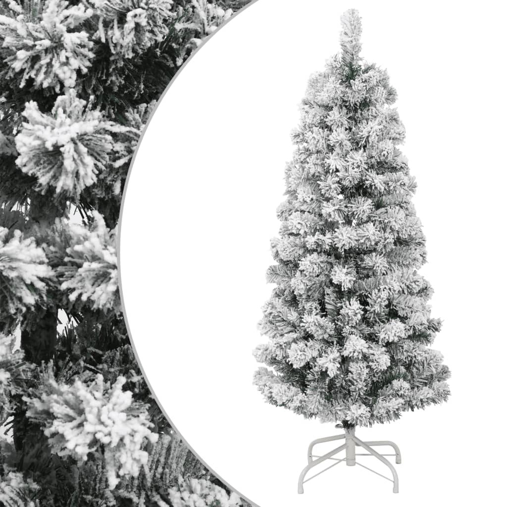 vidaXL Artificial Hinged Christmas Tree with Flocked Snow 120 cm 1