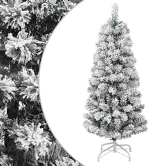 vidaXL Artificial Hinged Christmas Tree with Flocked Snow 150 cm 1