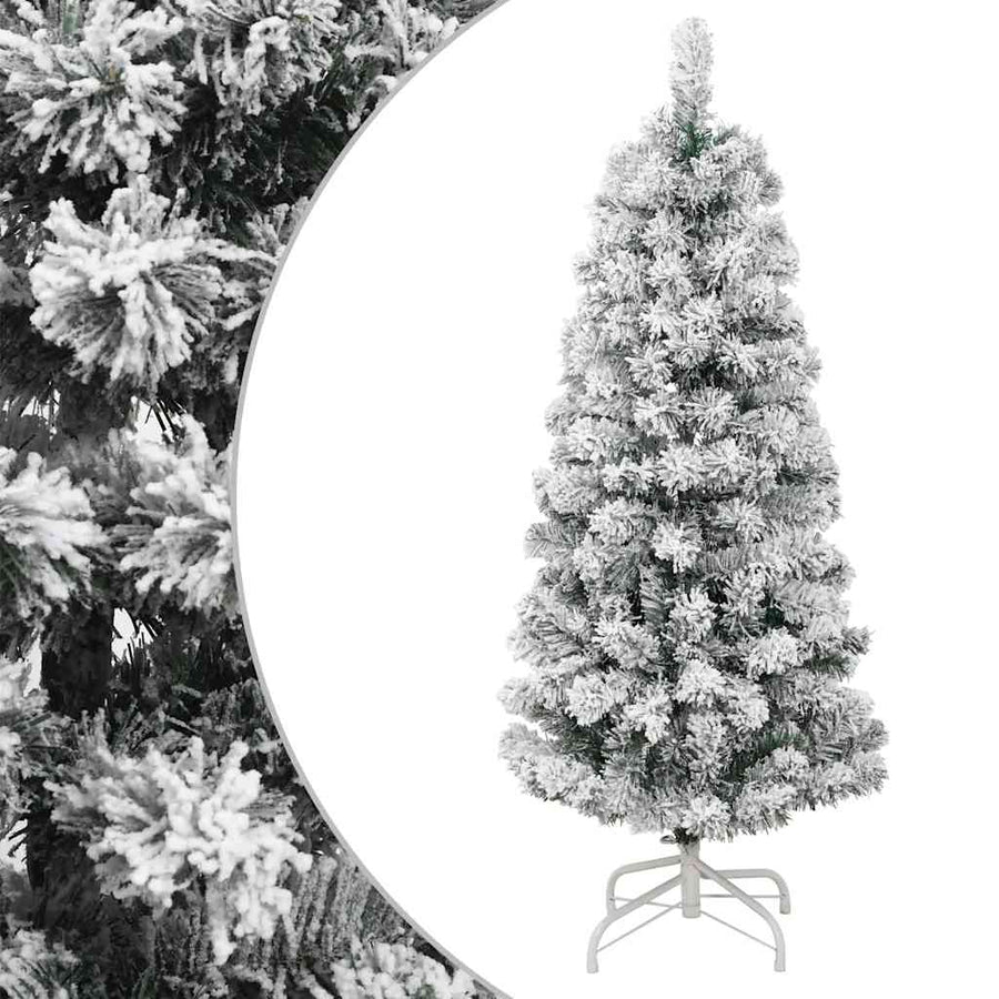 vidaXL Artificial Hinged Christmas Tree with Flocked Snow 150 cm 1
