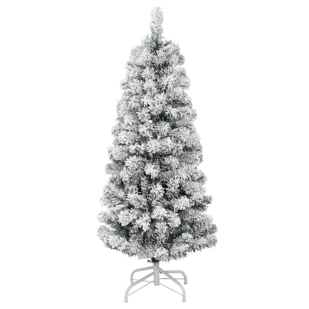 vidaXL Artificial Hinged Christmas Tree with Flocked Snow 150 cm 2