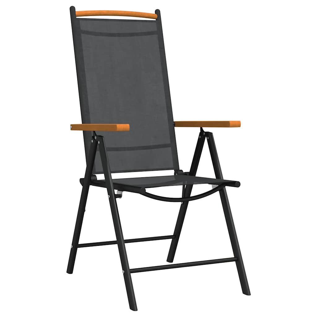 7 Piece Garden Dining Set Aluminium Black and brown 150 cm table length