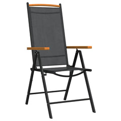 7 Piece Garden Dining Set Aluminium Black and brown 150 cm table length