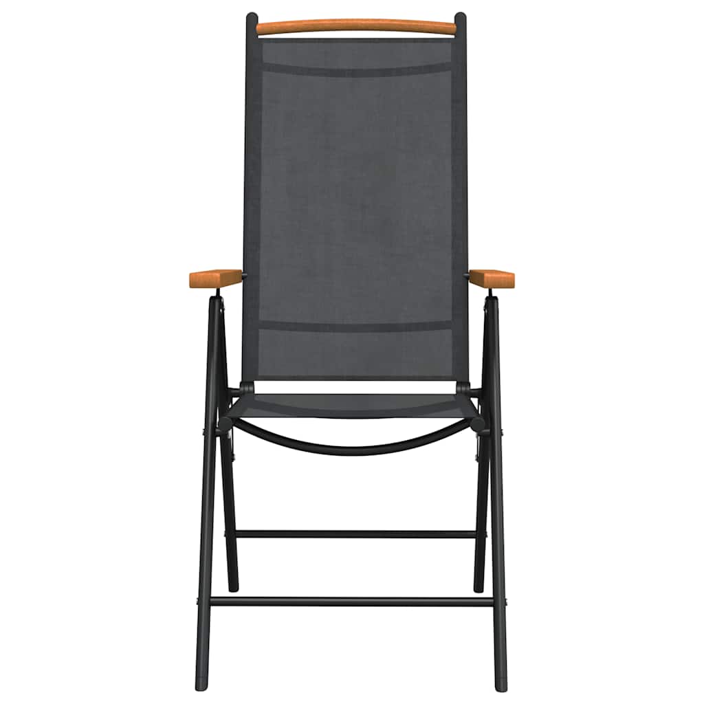 7 Piece Garden Dining Set Aluminium Black and brown 150 cm table length