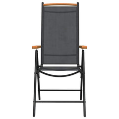 7 Piece Garden Dining Set Aluminium Black and brown 150 cm table length