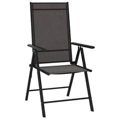 7 Piece Garden Dining Set Aluminium Black 150 cm table length