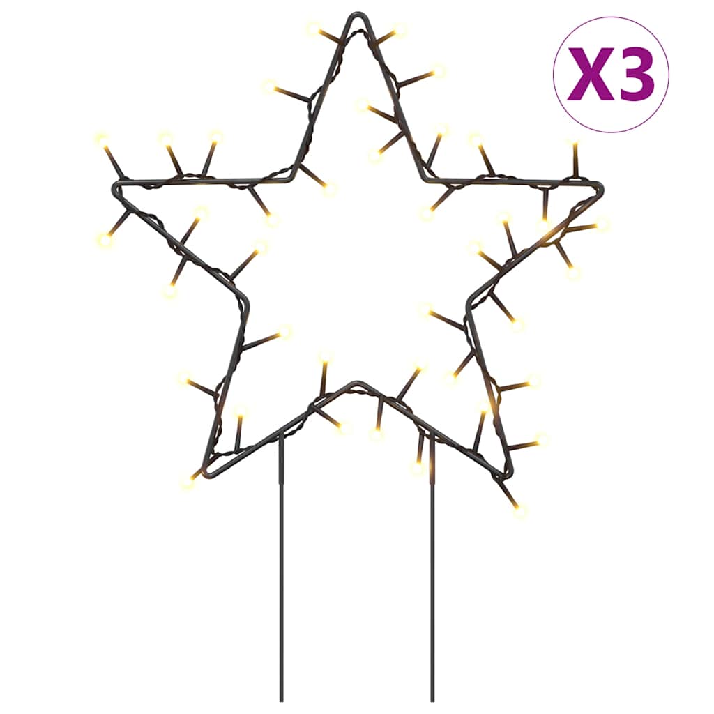 vidaXL Christmas Light Decorations with Spikes 3 pcs Star 50 LEDs 29 cm 2