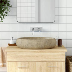 Countertop Basin Oval 59x40x15 cm Ceramic Sand