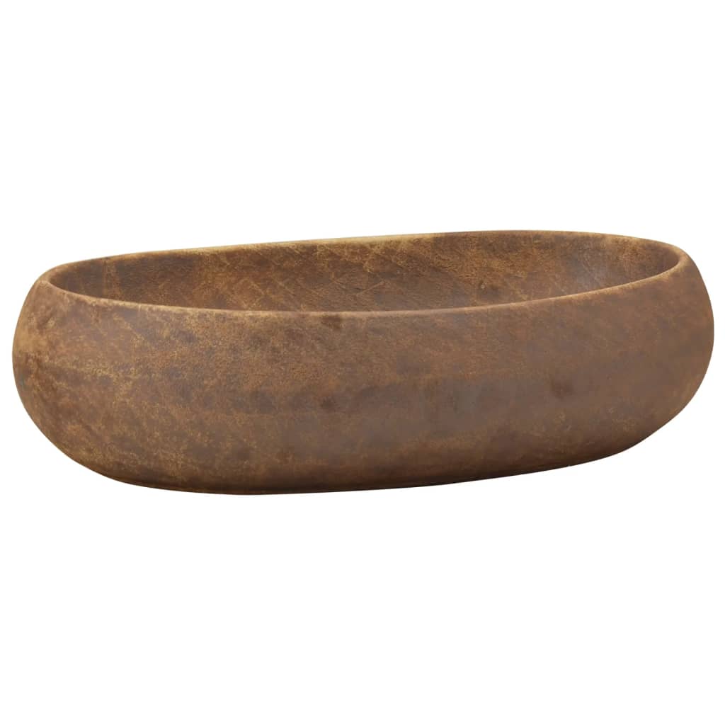 Countertop Basin Oval 59x40x15 cm Ceramic Brown