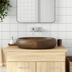 Countertop Basin Oval 59x40x15 cm Ceramic Brown