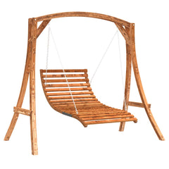 vidaXL Swing Bed Solid Wood Spruce with Teak Finish 2