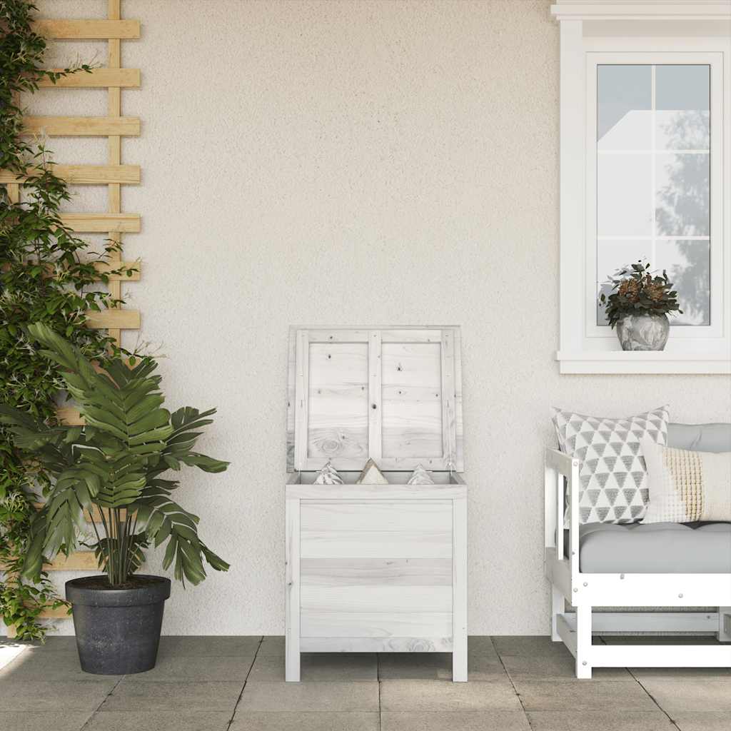 vidaXL Garden Storage Box White 50x49x56.5 cm Solid Wood Fir 1