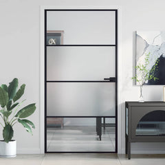 Interior Door Slim Black 102.5x201.5 cm 3 Horizontal Bars Black & transparent & matt