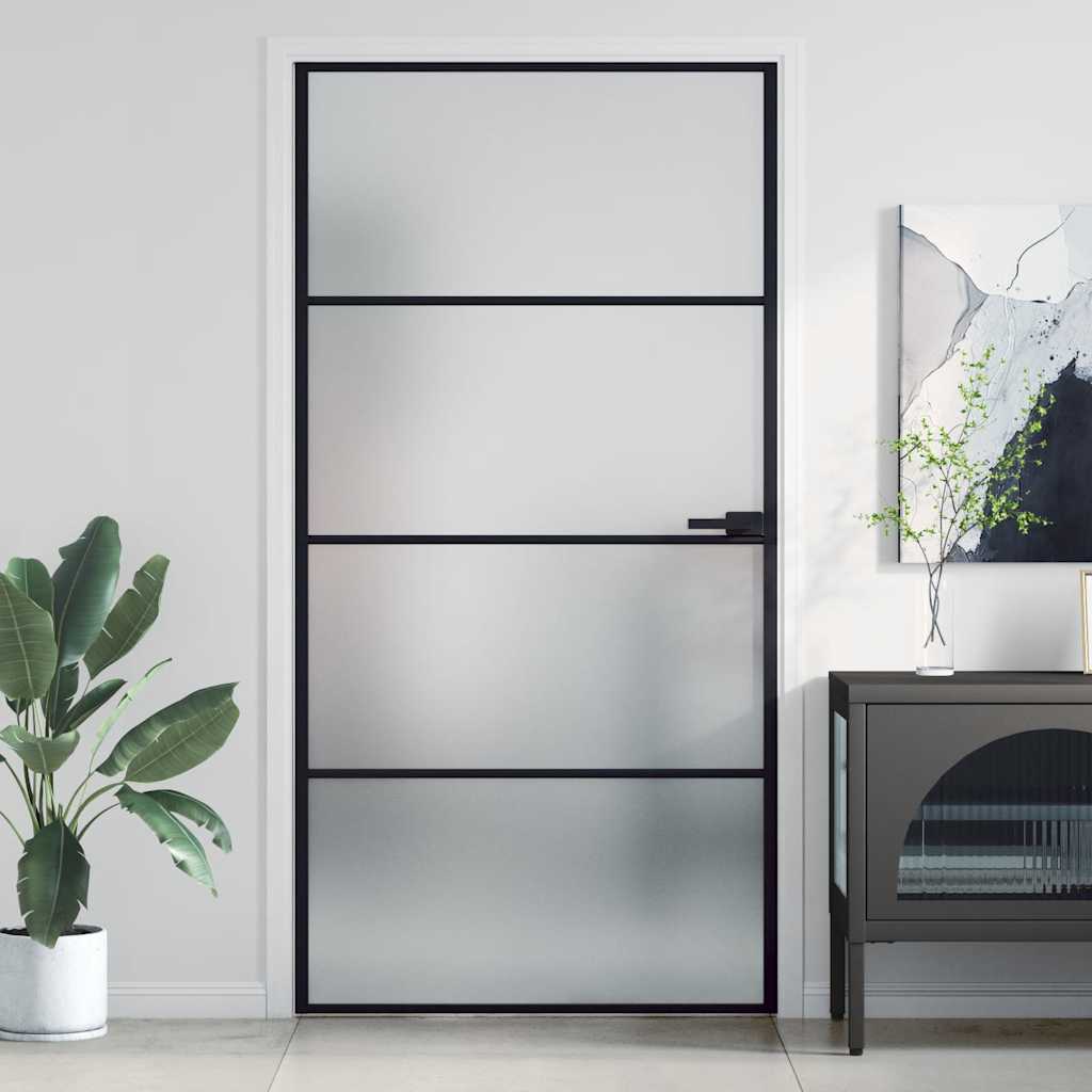 Interior Door Slim Black 102.5x201.5 cm 3 Horizontal Bars Black and matt