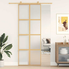 Sliding Door ESG Glass and Aluminium 76 x 205 cm Gold Frosted