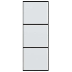 Sliding Door 76x205 cm Clear ESG Glass and Aluminium Black and matt 2 horizontal bars