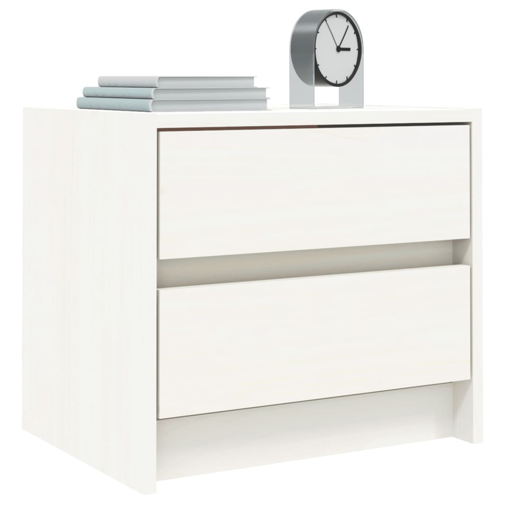 vidaXL Bedside Cabinet White 40x31x35,5 cm Solid Wood Pine 3