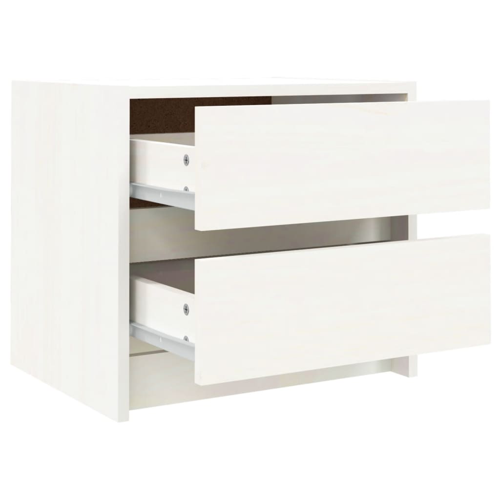 vidaXL Bedside Cabinet White 40x31x35,5 cm Solid Wood Pine 6