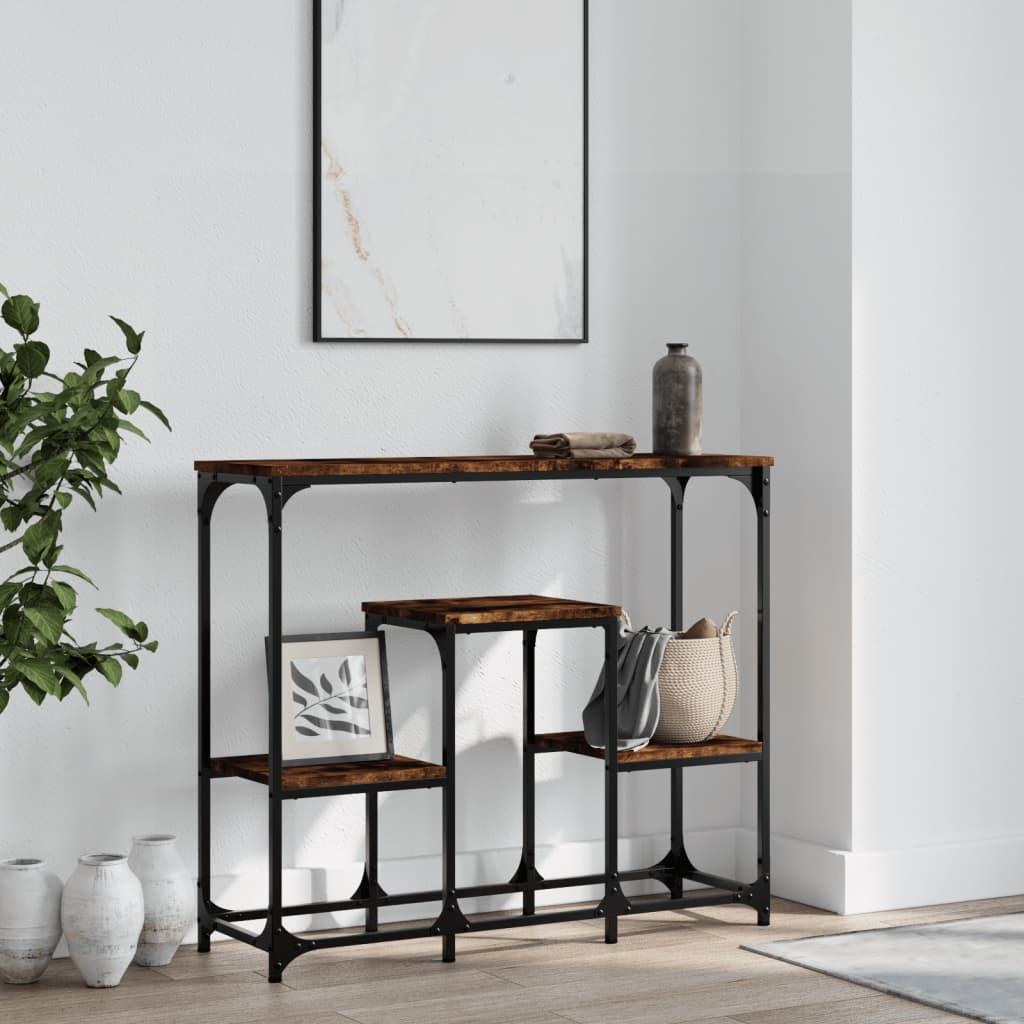 vidaXL Console Table Smoked Oak 89.5x28x76 cm Engineered Wood 1