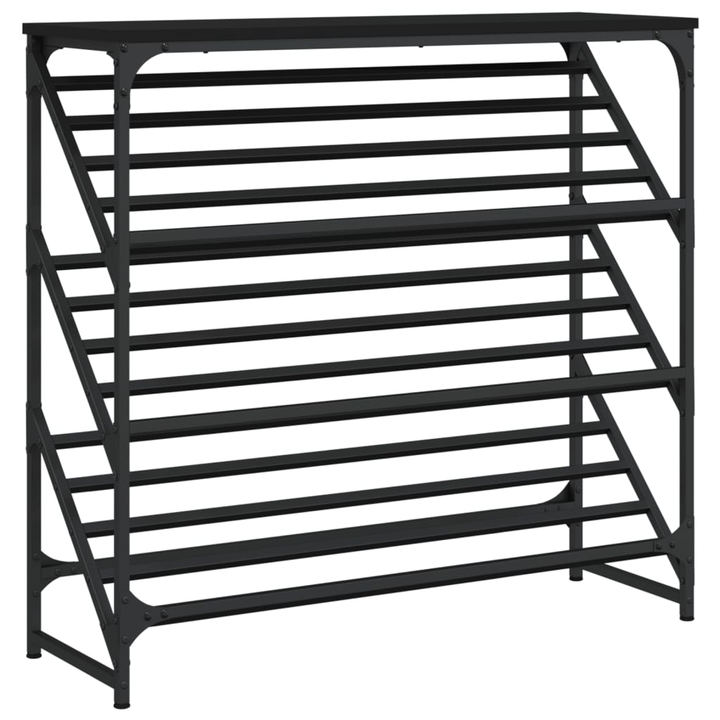 vidaXL Shoe Rack Black 90x30x85 cm Engineered Wood 2