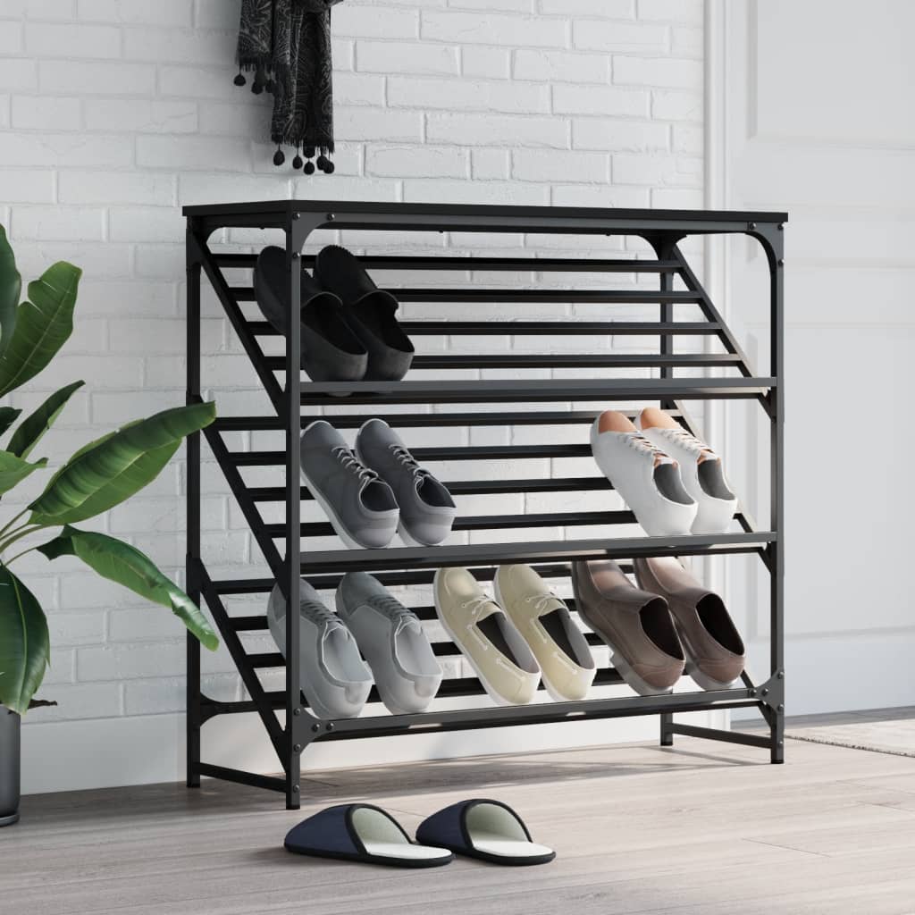 vidaXL Shoe Rack Black 90x30x85 cm Engineered Wood 1