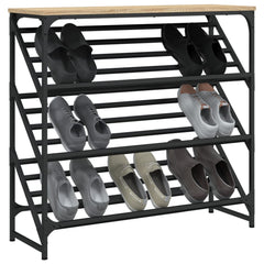 vidaXL Shoe Rack Sonoma Oak 90x30x85 cm Engineered Wood 3