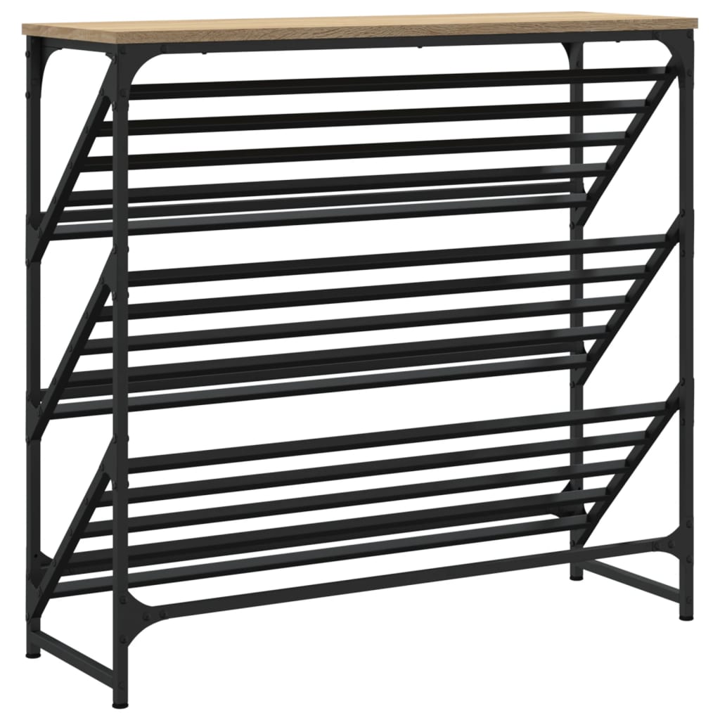 vidaXL Shoe Rack Sonoma Oak 90x30x85 cm Engineered Wood 6