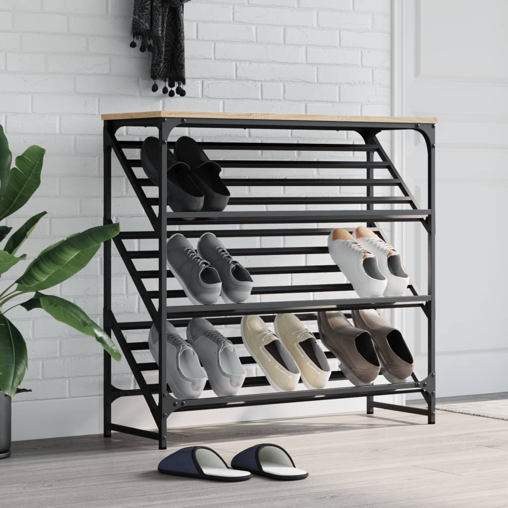 vidaXL Shoe Rack Sonoma Oak 90x30x85 cm Engineered Wood 1