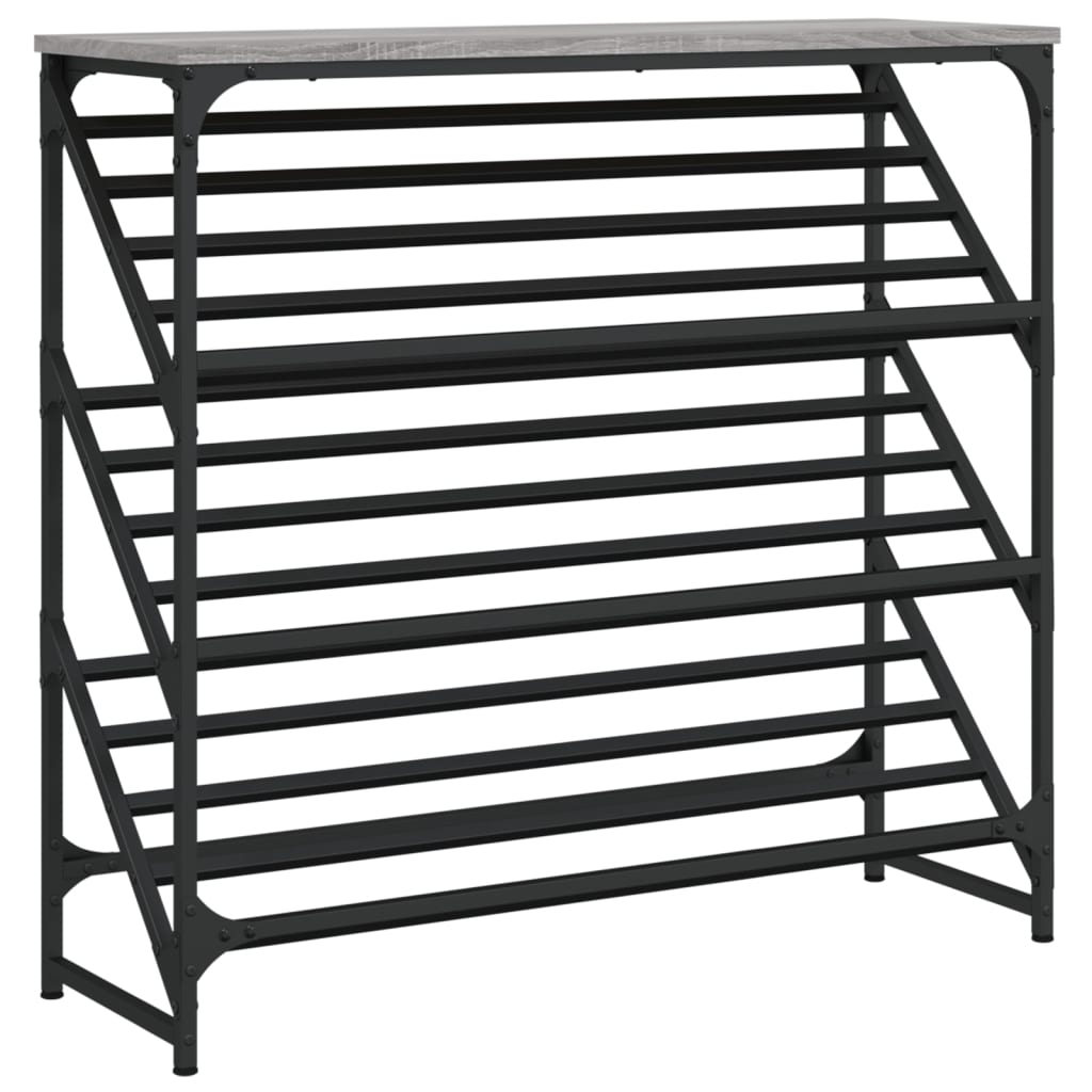 vidaXL Shoe Rack Grey Sonoma 90x30x85 cm Engineered Wood 2