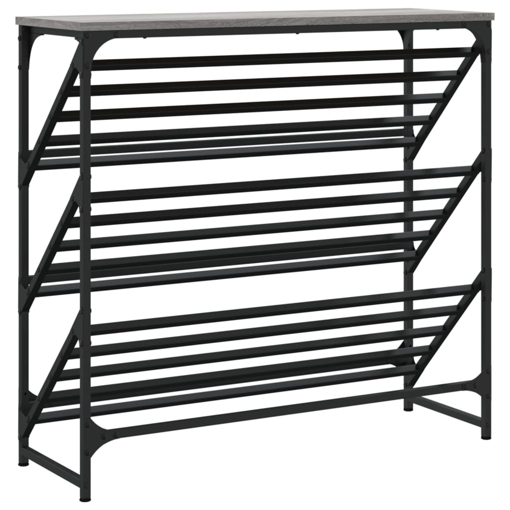 vidaXL Shoe Rack Grey Sonoma 90x30x85 cm Engineered Wood 6