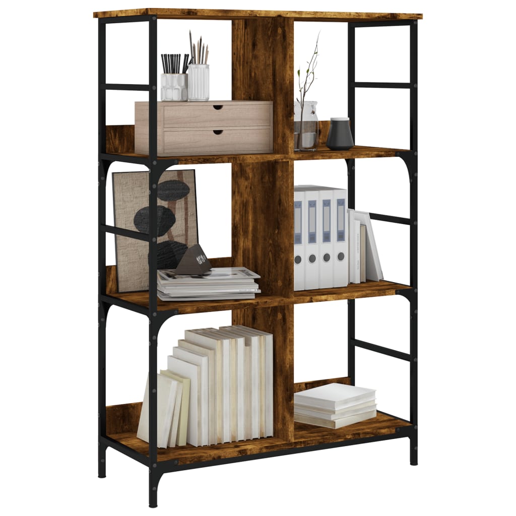 vidaXL Bookshelf Smoked Oak 78.5x33x117.5 cm Engineered Wood 3