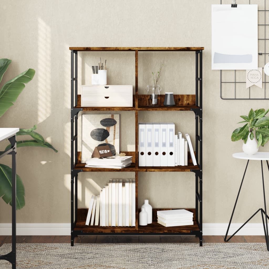 vidaXL Bookshelf Smoked Oak 78.5x33x117.5 cm Engineered Wood 1