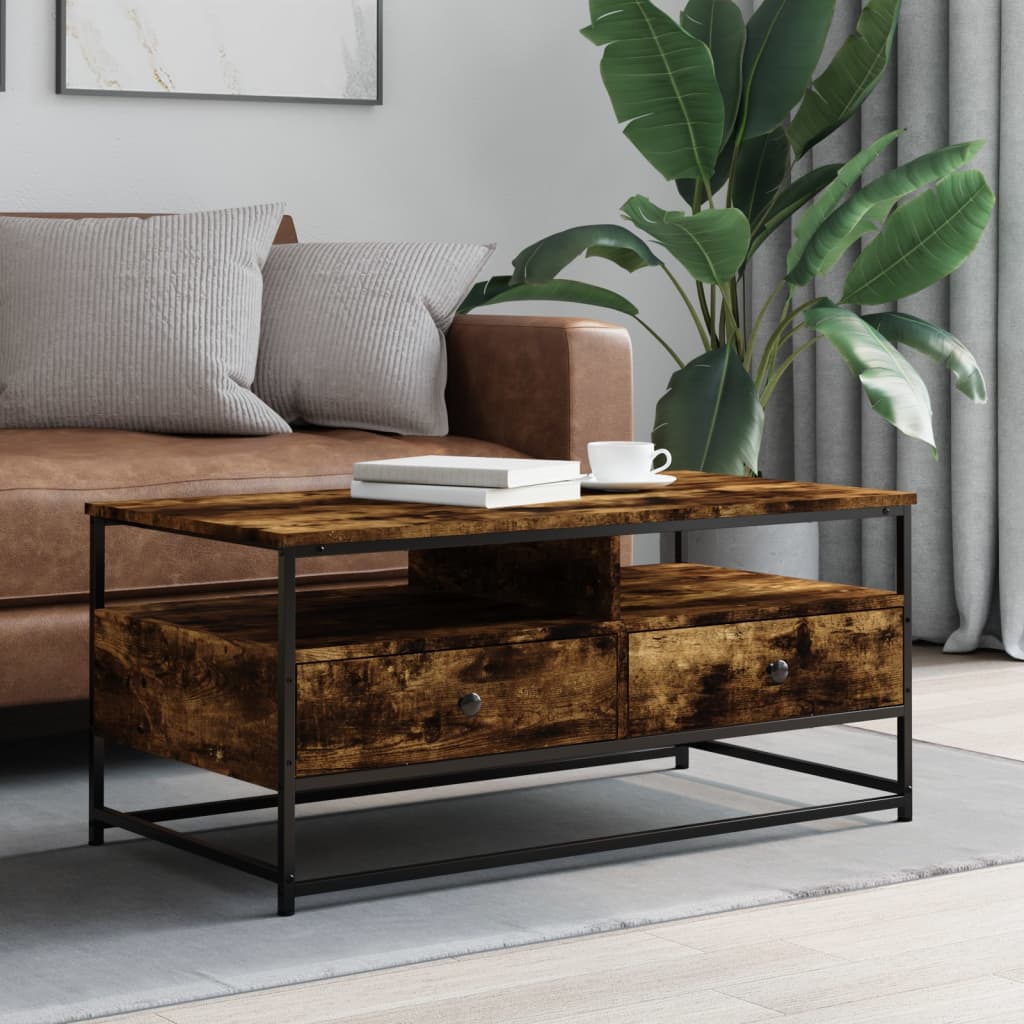 vidaXL Coffee Table Smoked Oak 100 x 51 x 45 cm 1