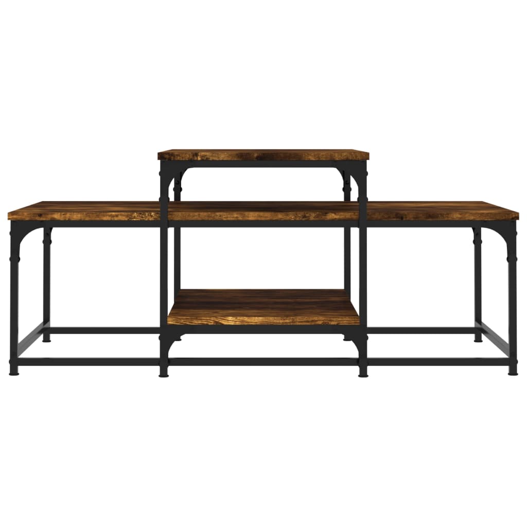 vidaXL Coffee Table Smoked Oak 102x60x45 cm Engineered Wood 4