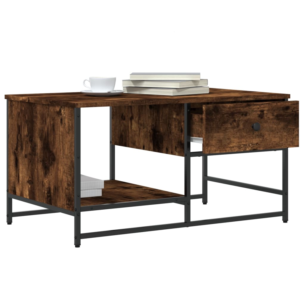 vidaXL Coffee Table Smoked Oak 85.5x51x45 cm Engineered Wood 4